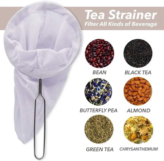 Alt view image 6 of 7 - Traditional Stainless Steel Reusable Mesh Filter for Thai Tea Filter, Coffee & Loose Leaf Drinks, Thai Tea Strainer Sock 5.5 Inches