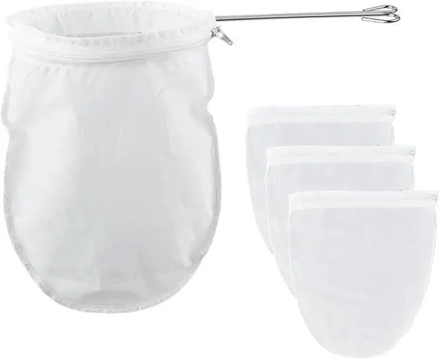 Main image of 3-Pack Thai Tea Filter - Ultra Fine Mesh Strainer Bags with Handle - Thai Style Muslin Cotton Strainer Bags - Reusable for Nut Milk, Tea, Coffee, Milk, Juices, Honey, and Wine