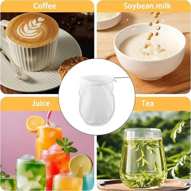 Alt view image 5 of 5 - 3-Pack Thai Tea Filter - Ultra Fine Mesh Strainer Bags with Handle - Thai Style Muslin Cotton Strainer Bags - Reusable for Nut Milk, Tea, Coffee, Milk, Juices, Honey, and Wine