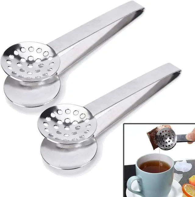 Main image of TraderPlus 2 Pack Stainless Steel Tea Bag Squeezer Tongs Strainer Grip