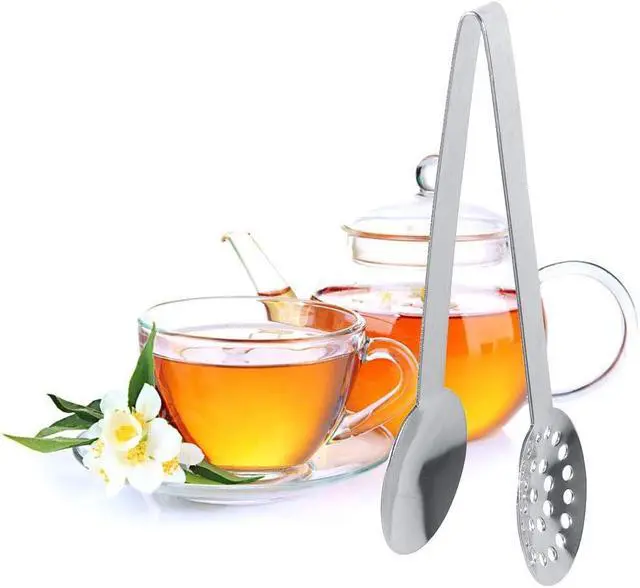 Alt view image 3 of 7 - TraderPlus 2 Pack Stainless Steel Tea Bag Squeezer Tongs Strainer Grip