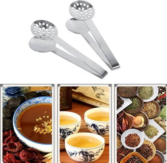 Alt view image 5 of 7 - TraderPlus 2 Pack Stainless Steel Tea Bag Squeezer Tongs Strainer Grip