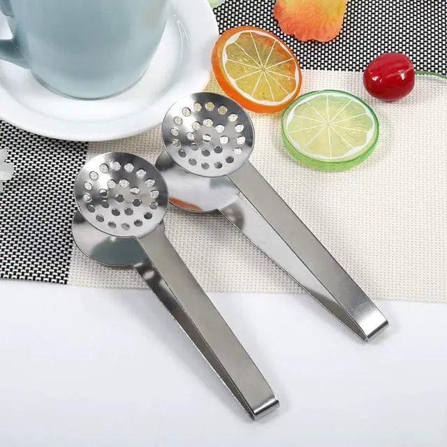 Alt view image 6 of 7 - TraderPlus 2 Pack Stainless Steel Tea Bag Squeezer Tongs Strainer Grip