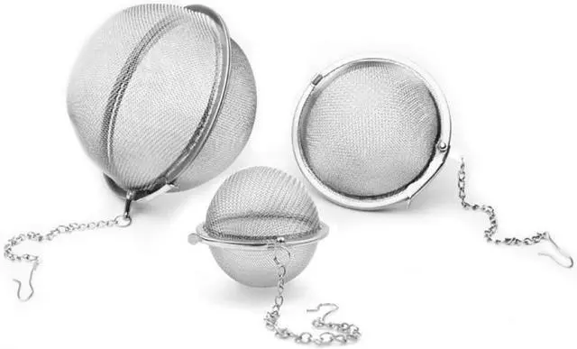 Main image of Mayata 3pcs Stainless steel fine mesh seasoning ball kitchen soup spice stew filter kitchen tool metal tea bag tea ball (3pcs Round Shape),Silver,5cm/6cm/7cm