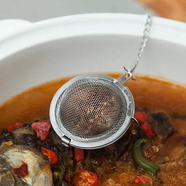Alt view image 4 of 6 - Mayata 3pcs Stainless steel fine mesh seasoning ball kitchen soup spice stew filter kitchen tool metal tea bag tea ball (3pcs Round Shape),Silver,5cm/6cm/7cm