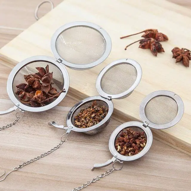 Alt view image 6 of 6 - Mayata 3pcs Stainless steel fine mesh seasoning ball kitchen soup spice stew filter kitchen tool metal tea bag tea ball (3pcs Round Shape),Silver,5cm/6cm/7cm