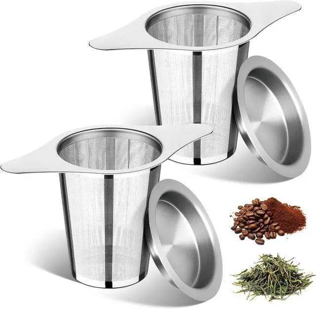 Main image of FrutPunch 2 Pack Loose Leaf Tea Infuser with Lid, Ultra-Fine Mesh