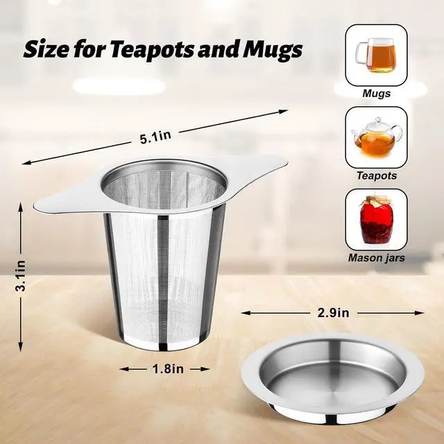 Alt view image 3 of 6 - FrutPunch 2 Pack Loose Leaf Tea Infuser with Lid, Ultra-Fine Mesh