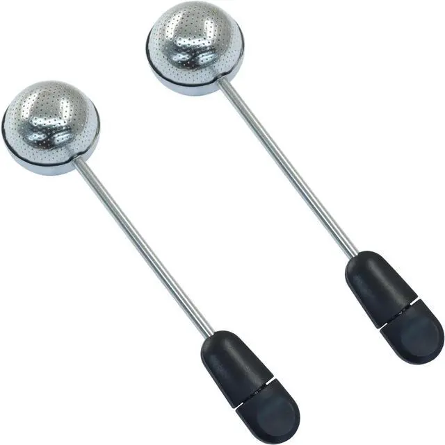 Alt view image 2 of 5 - 2Pcs Long Handle Tea Ball, Black, Stainless Steel