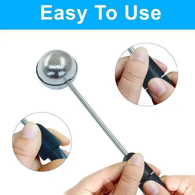 Alt view image 4 of 5 - 2Pcs Long Handle Tea Ball, Black, Stainless Steel