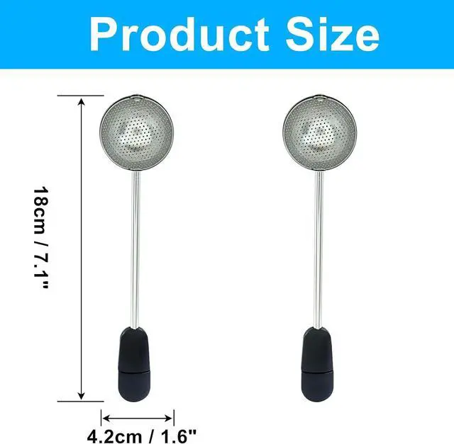 Alt view image 5 of 5 - 2Pcs Long Handle Tea Ball, Black, Stainless Steel