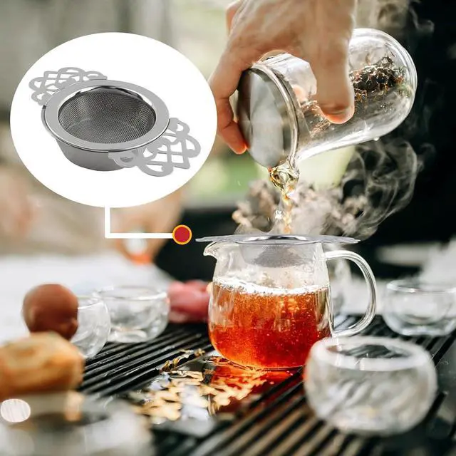 Alt view image 6 of 7 - Silver Stainless Steel Tea Strainer with Drip Bowl Set with Handle