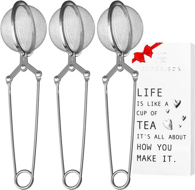 Main image of Snap Ball Tea Strainer 3 Pack Tea Infuser with Handle Tea Mesh Infuser Snap Ball Strainer Steep Loose Leaf Tea Infuser Fine Mesh Ball Tea Filter Strainer for Spices and Seasonings