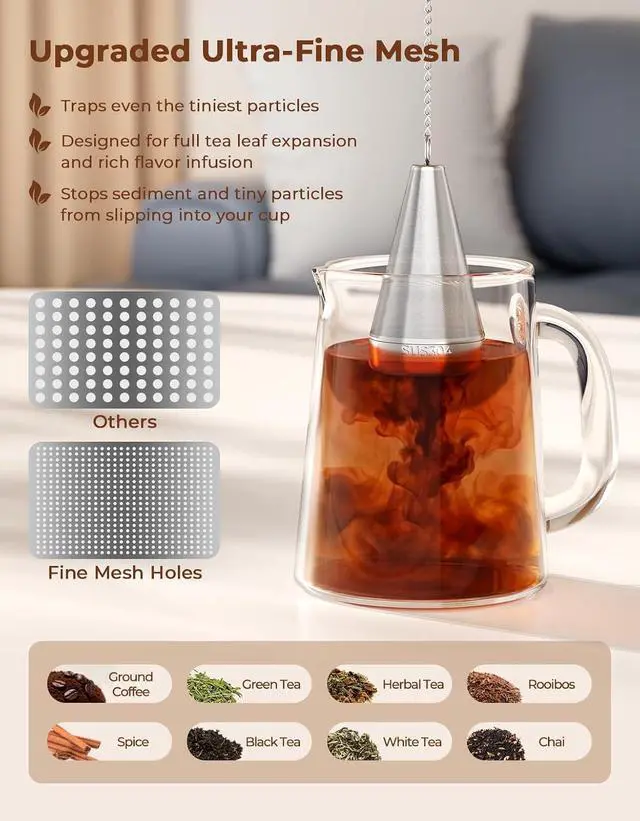 Alt view image 2 of 7 - 304 Stainless Steel Cone Tea Infuser for Loose Leaf Tea Steeper