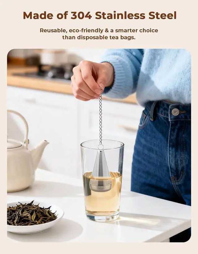 Alt view image 3 of 7 - 304 Stainless Steel Cone Tea Infuser for Loose Leaf Tea Steeper