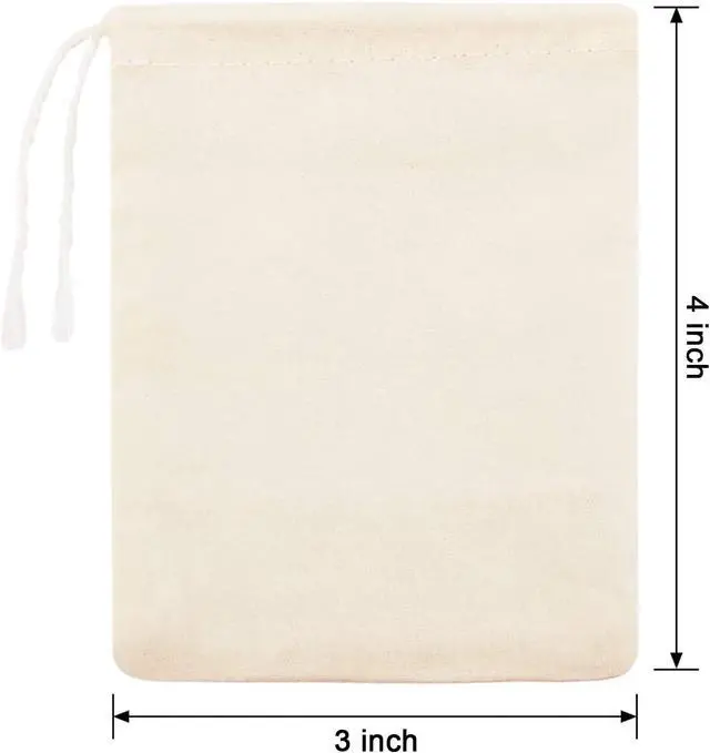 Alt view image 2 of 7 - Boao 50 Pcs Cheese Cloth Tea Bags 4 x 3 Inch for Straining Reusable Tea Filter Loose Empty Soup Spice Bags for Cooking Cold Brew Coffee Muslin Strainer