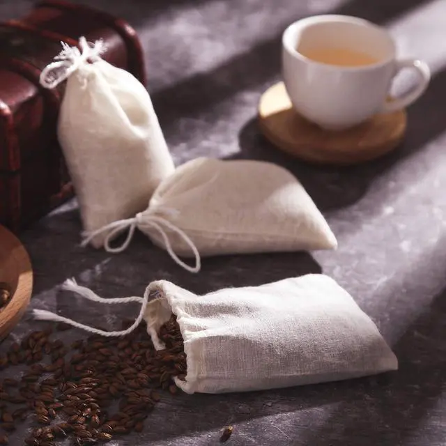 Alt view image 4 of 7 - Boao 50 Pcs Cheese Cloth Tea Bags 4 x 3 Inch for Straining Reusable Tea Filter Loose Empty Soup Spice Bags for Cooking Cold Brew Coffee Muslin Strainer
