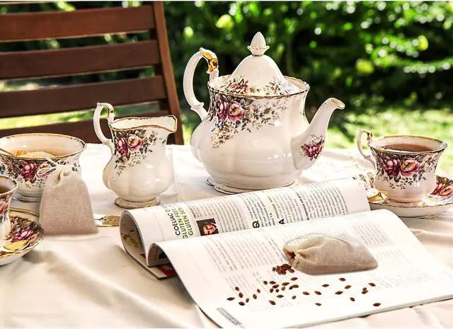 Alt view image 5 of 7 - Boao 50 Pcs Cheese Cloth Tea Bags 4 x 3 Inch for Straining Reusable Tea Filter Loose Empty Soup Spice Bags for Cooking Cold Brew Coffee Muslin Strainer