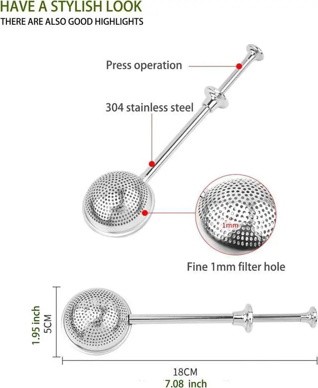 Alt view image 5 of 6 - Stainless Steel Tea Infuser Set + 1 Round Expandable Ball + Fine Mesh Strainer Steeper (Large Capacity Basket), Heat-Proof Handles & Lid, Fits Teapots, Mugs, Cups