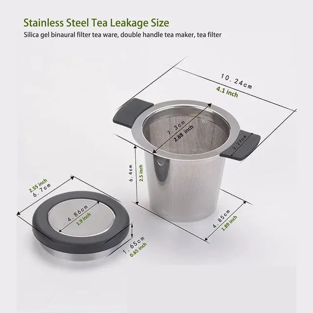 Alt view image 4 of 6 - Stainless Steel Tea Infuser Set + 1 Round Expandable Ball + Fine Mesh Strainer Steeper (Large Capacity Basket), Heat-Proof Handles & Lid, Fits Teapots, Mugs, Cups