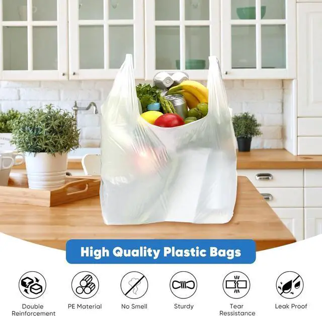 Alt view image 3 of 7 - LimonLaviu Plastic Bags - 100 Pack (11.5'x 6.5" x 21') with Handles for Small Business, Restaurants, Grocery & Trash