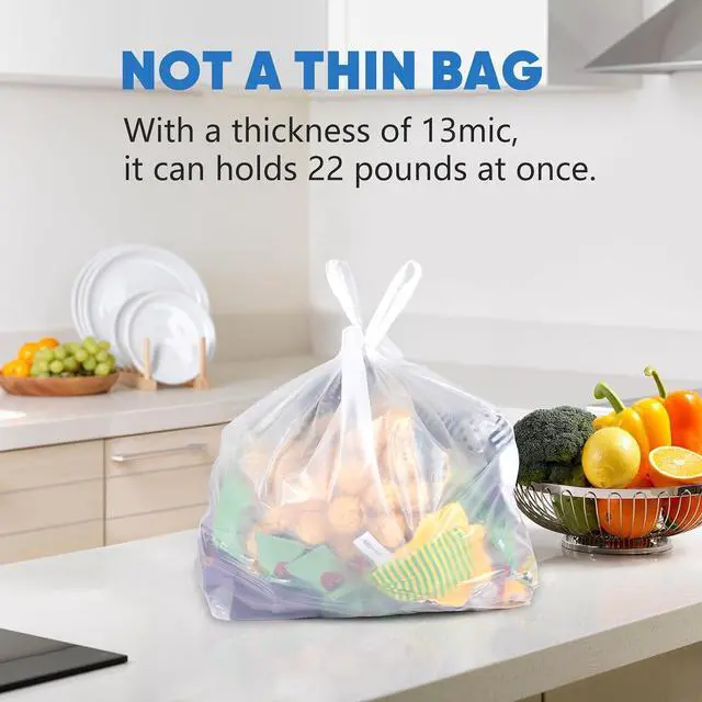 Alt view image 2 of 7 - LimonLaviu Plastic Bags - 100 Pack (11.5'x 6.5" x 21') with Handles for Small Business, Restaurants, Grocery & Trash