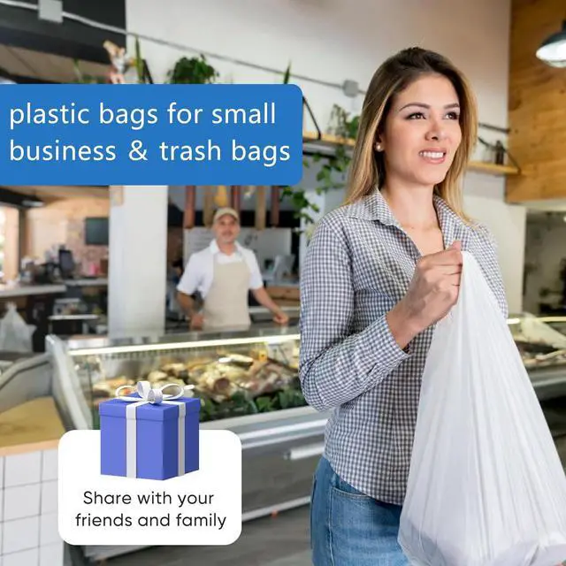 Alt view image 4 of 7 - LimonLaviu Plastic Bags - 100 Pack (11.5'x 6.5" x 21') with Handles for Small Business, Restaurants, Grocery & Trash
