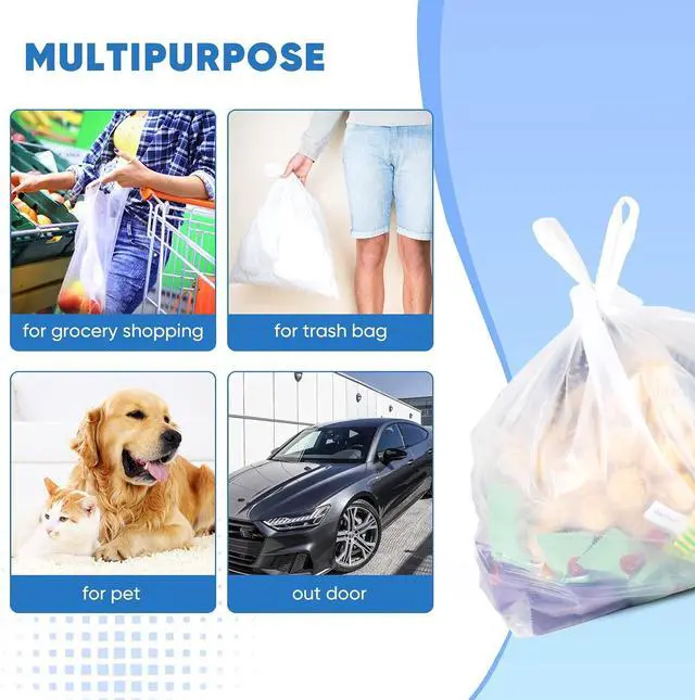 Alt view image 5 of 7 - LimonLaviu Plastic Bags - 100 Pack (11.5'x 6.5" x 21') with Handles for Small Business, Restaurants, Grocery & Trash