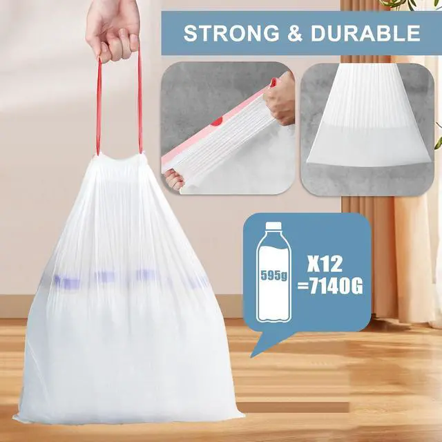 Alt view image 5 of 7 - 4 Gallon Trash Bags Drawstring, 60 Count Small Garbage Bags