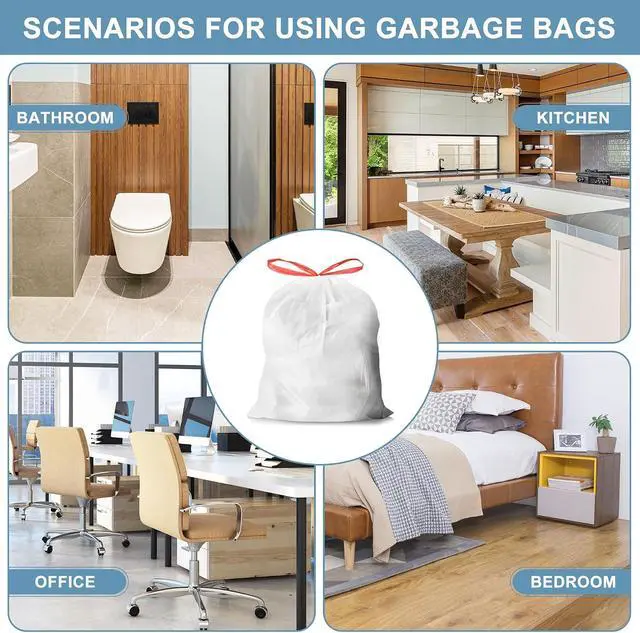 Alt view image 7 of 7 - 4 Gallon Trash Bags Drawstring, 60 Count Small Garbage Bags