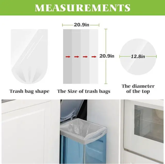 Alt view image 2 of 7 - Teivio Clear Trash Bags 5 Gallon 50 Count Bathroom Kitchen Garbage Bags