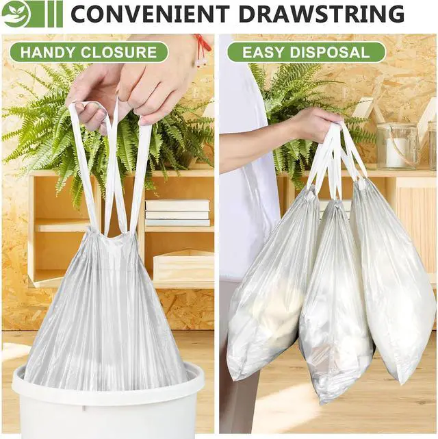 Alt view image 3 of 7 - 132 Count Small Trash Bags,4 Gallon Drawstring,Gary White