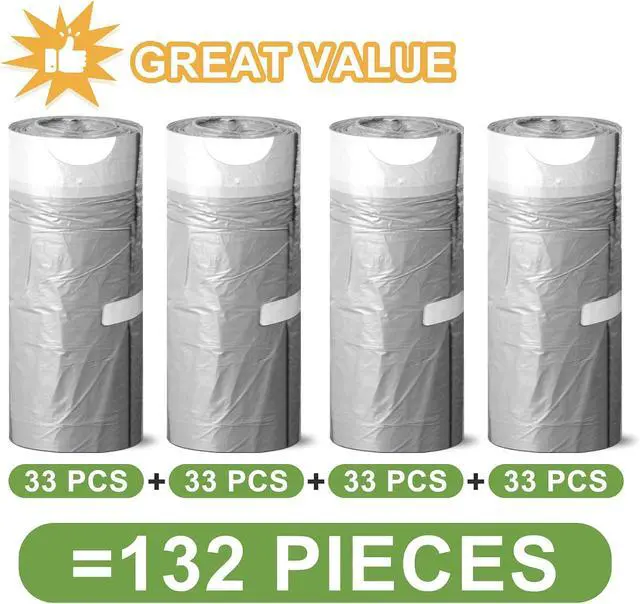 Alt view image 7 of 7 - 132 Count Small Trash Bags,4 Gallon Drawstring,Gary White