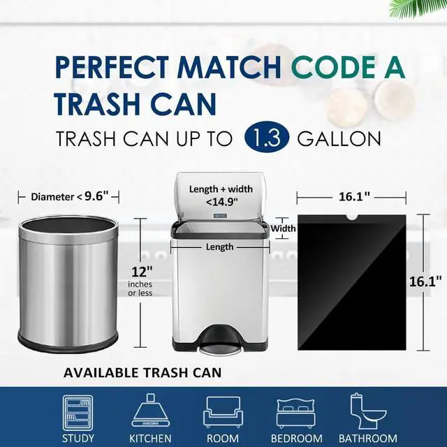 Alt view image 2 of 7 - Small Drawstring Trash Bags 1.3 Gallon, Black, 100 Count