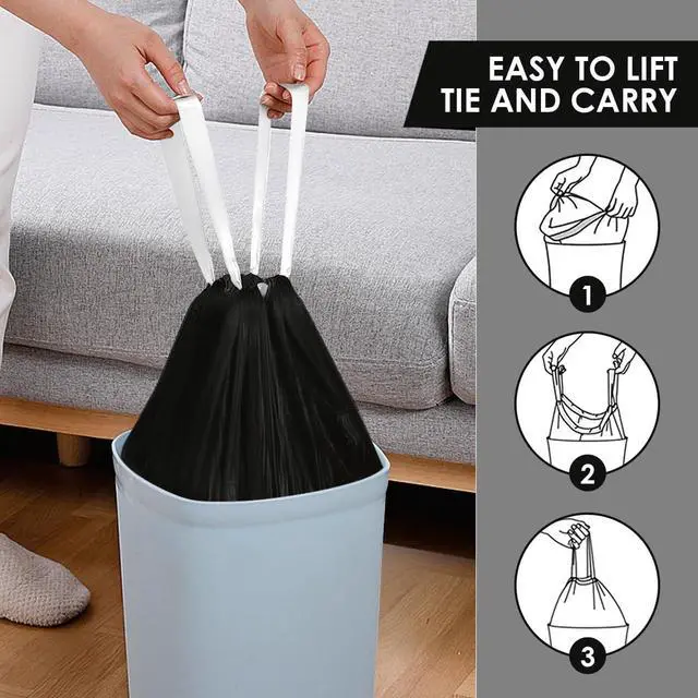 Alt view image 5 of 7 - Small Drawstring Trash Bags 1.3 Gallon, Black, 100 Count