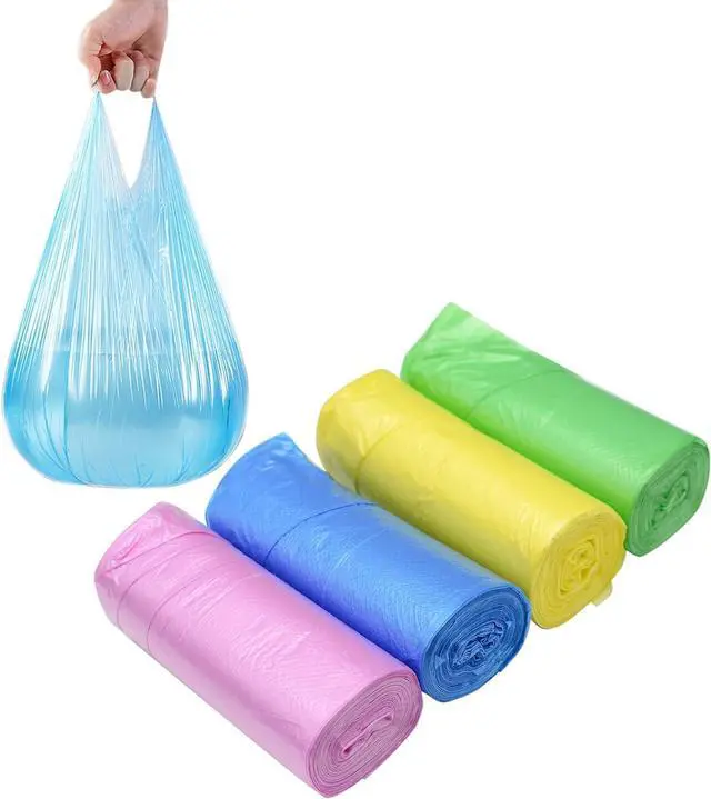 Main image of 4 GALLON Bathroom Trash Bags, 4 Rolls/100 Counts Small HANDLES Garbage Bags for Office, Bathroom Wastebasket Waste Bin Colorful Portable Rubbish Bags (100)