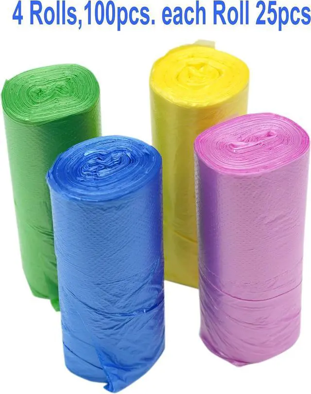 Alt view image 2 of 7 - 4 GALLON Bathroom Trash Bags, 4 Rolls/100 Counts Small HANDLES Garbage Bags for Office, Bathroom Wastebasket Waste Bin Colorful Portable Rubbish Bags (100)