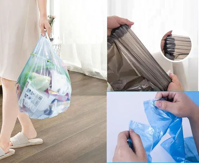 Alt view image 7 of 7 - 4 GALLON Bathroom Trash Bags, 4 Rolls/100 Counts Small HANDLES Garbage Bags for Office, Bathroom Wastebasket Waste Bin Colorful Portable Rubbish Bags (100)
