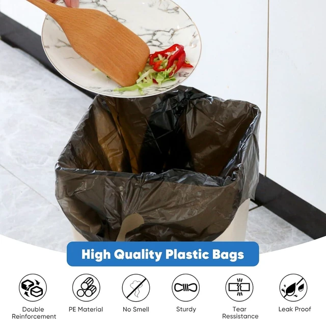 Alt view image 3 of 7 - LimonLaviu Black Plastic Grocery Bags, 100 Pack, 11.5'x 6.5" x 21', 22 Pound Capacity, Heavy Duty, Unscented