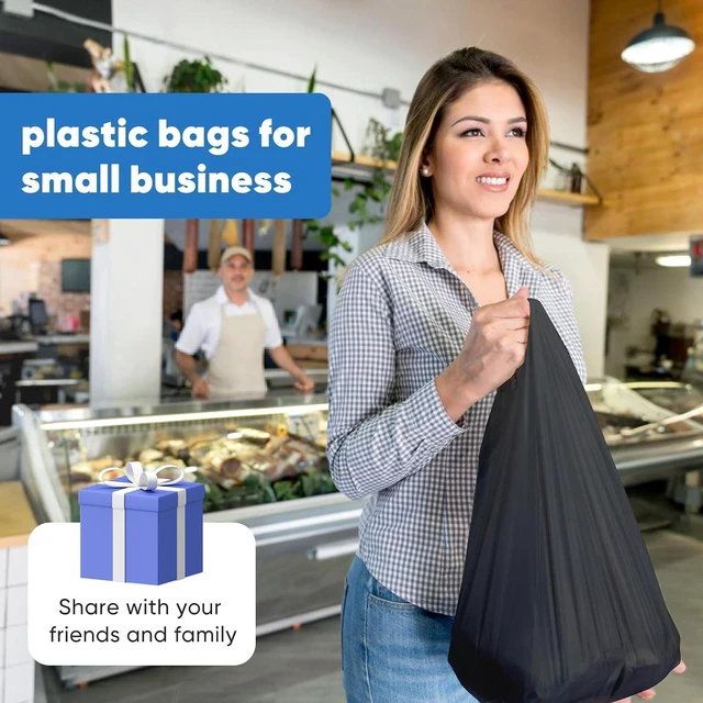 Alt view image 4 of 7 - LimonLaviu Black Plastic Grocery Bags, 100 Pack, 11.5'x 6.5" x 21', 22 Pound Capacity, Heavy Duty, Unscented