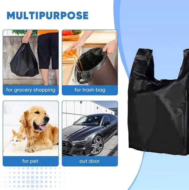 Alt view image 5 of 7 - LimonLaviu Black Plastic Grocery Bags, 100 Pack, 11.5'x 6.5" x 21', 22 Pound Capacity, Heavy Duty, Unscented