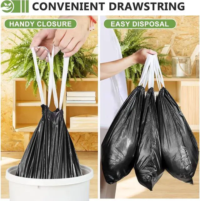Alt view image 3 of 7 - 4 Gallon Drawstring Trash Bags, Black, 132 Count
