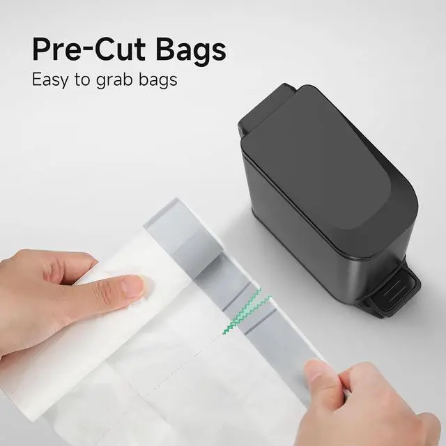 Alt view image 2 of 6 - TIPGO Drawstring Trash Bags 60 Count, Pre-Cut 1.6 Gallon Small Garbage Bags, Fit 1.2-1.8 Gallon Trash Bin for Home, Office, Bathroom (Code A)