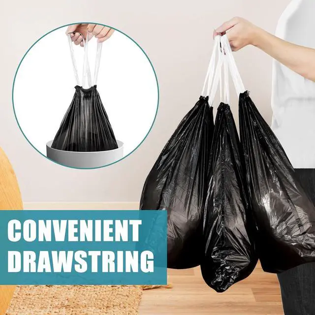 Alt view image 4 of 7 - Small Trash Bags, 100 Count 4 Gallon Drawstring, Black