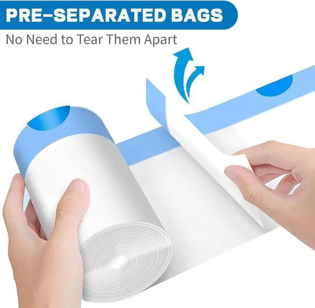 Alt view image 3 of 7 - 4 Gallon Trash Bags Drawstring, Small Trash Bags Tear-Free, 4 Gal Unscented White Small Garbage Bags, Separated Thick Plastic Wastebasket Liners for Toilet Home Office and Bedroom, 60 Count