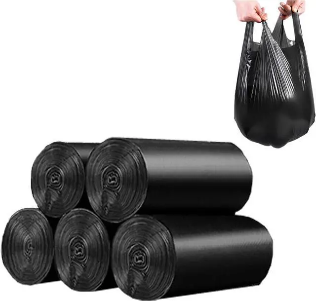 Main image of 100 Count 4 Gallon Small Black Trash Bags, Durable PE Material, Handles, Breakpoints, 46x60cm