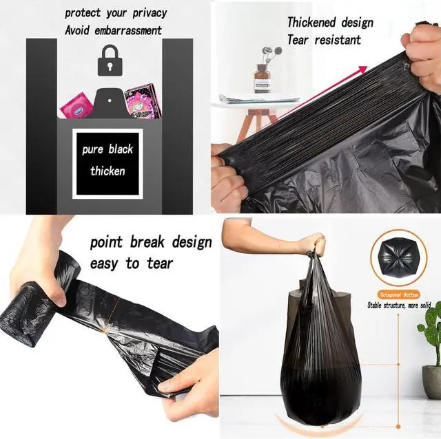 Alt view image 3 of 6 - 100 Count 4 Gallon Small Black Trash Bags, Durable PE Material, Handles, Breakpoints, 46x60cm
