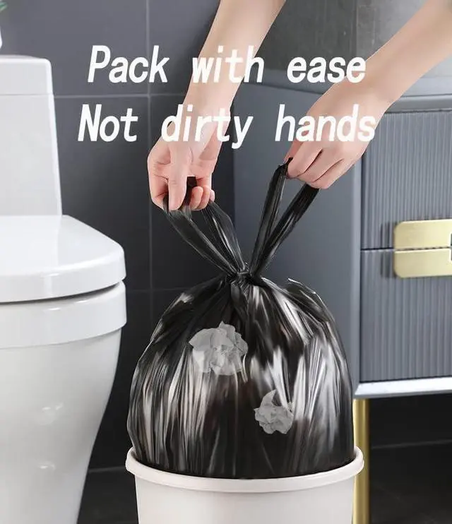 Alt view image 4 of 6 - 100 Count 4 Gallon Small Black Trash Bags, Durable PE Material, Handles, Breakpoints, 46x60cm