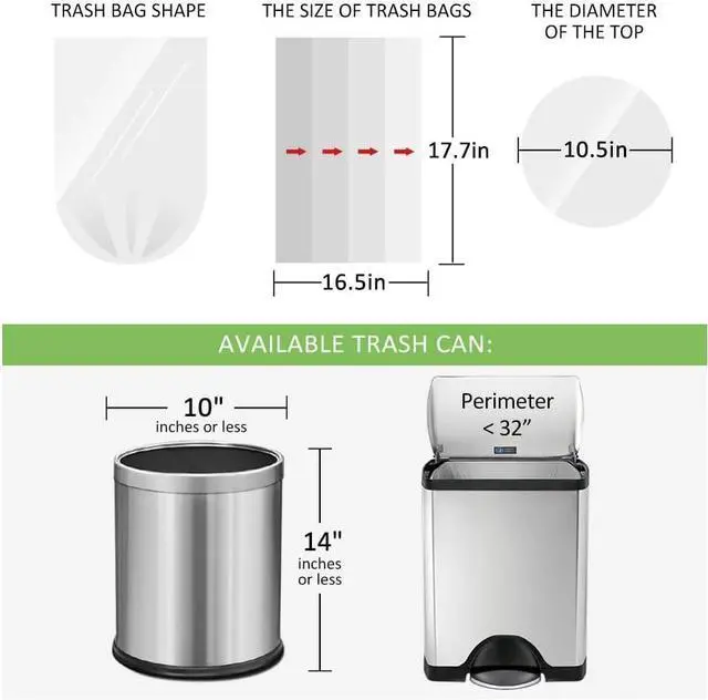 Alt view image 2 of 7 - 200 Counts 2 Gallon (1.8-2 Gal) Small Clear Trash Bags Garbage Bags by RayPard, fit 1.6,1.8,2,2.2 Gal Waste Basket, 6.5-7 Liter Strong Trash Can Liners for Home Office Kitchen Bathroom Bedroom