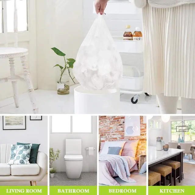 Alt view image 6 of 7 - 200 Counts 2 Gallon (1.8-2 Gal) Small Clear Trash Bags Garbage Bags by RayPard, fit 1.6,1.8,2,2.2 Gal Waste Basket, 6.5-7 Liter Strong Trash Can Liners for Home Office Kitchen Bathroom Bedroom